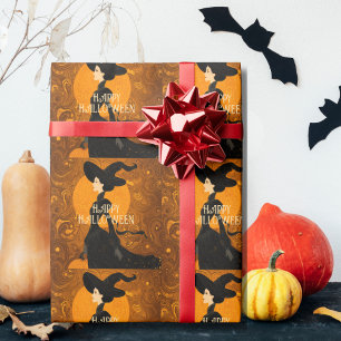 Papier Cadeau Citrouille de sorcière gothique Halloween Elégant 