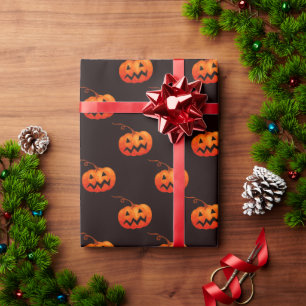 Papier Cadeau Citrouille D'Halloween, Citrouille Orange Trou Ou 