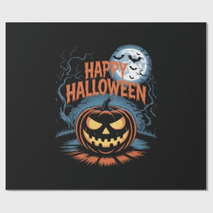 Papier Cadeau Citrouille d'Halloween effrayante