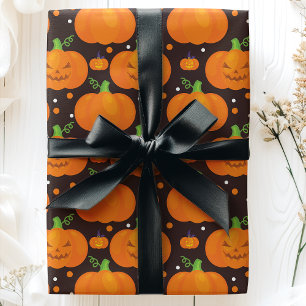 Papier Cadeau Citrouille d'Halloween Jack O'Lantern Motif