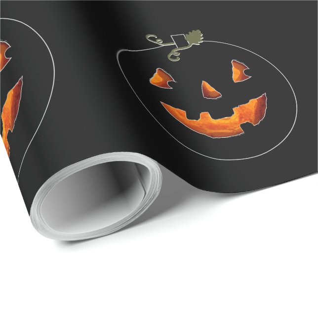 Papier Cadeau Citrouille d'Halloween mignonne (Coin rond)