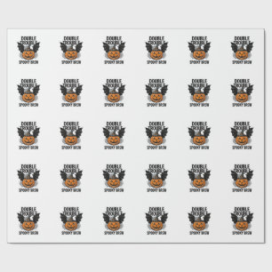 Papier Cadeau Citrouille d'Halloween Sorcière Double Trouble Vin