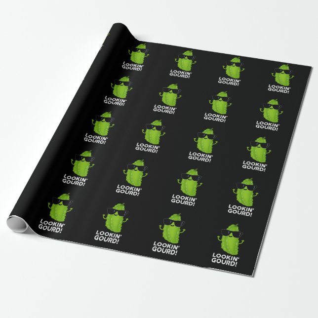 Papier Cadeau Citrouille drôle Cool Veggie Pun Fond foncé (Déroulé)
