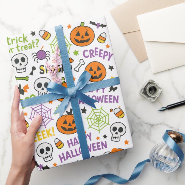 Papier Cadeau Citrouille éffrayant et amusant - Motif Halloween  (Cadeaux)