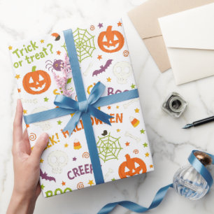 Papier Cadeau Citrouille éffrayant et amusant - Motif Halloween 