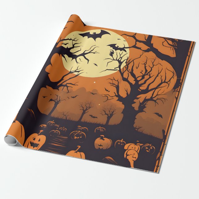 Papier Cadeau Citrouille halloween (Déroulé)