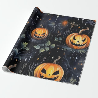 Papier Cadeau Citrouille Halloween aquarelle