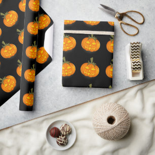 Papier cadeau Citrouille Halloween Effrayant