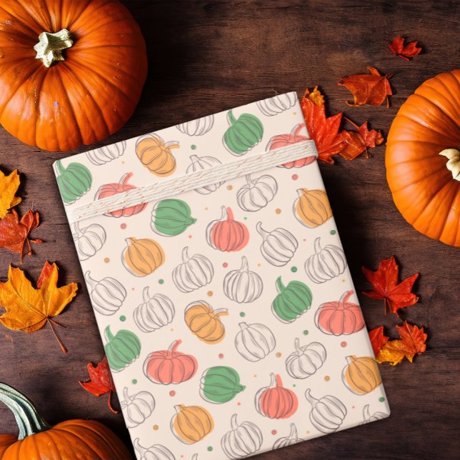 Papier Cadeau Citrouille Halloween orange jaune vert (Créateur téléchargé)