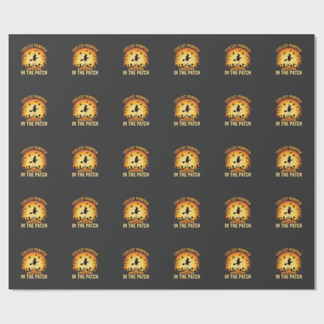 Papier Cadeau Citrouille la plus cool d'Halloween dans le patch  (Plat)