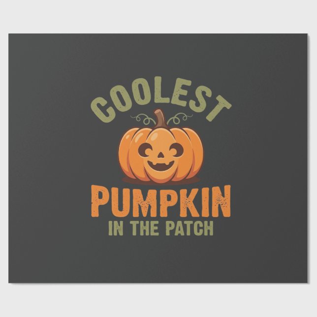 Papier Cadeau Citrouille la plus cool du patch Design Halloween (Plat)