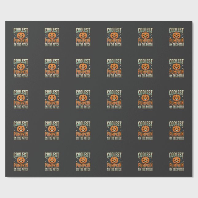 Papier Cadeau Citrouille la plus cool du patch Design Halloween_ (Plat)