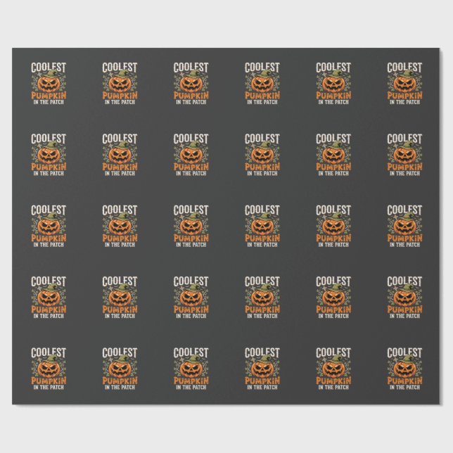 Papier Cadeau Citrouille la plus cool du patch design Halloween (Plat)