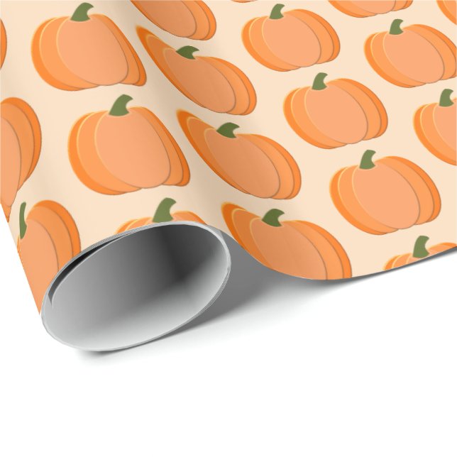 Papier Cadeau Citrouille neutre de genre orange mignon (Coin rond)