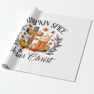 Papier Cadeau Citrouille Spice Et Jésus Christ Cross Citrouille