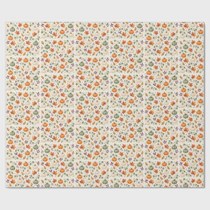 Papier Cadeau Citrouilles aquarelles pour l'automne et Halloween