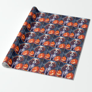Papier Cadeau Citrouilles Cavalier King Charles Spaniel Hallowee