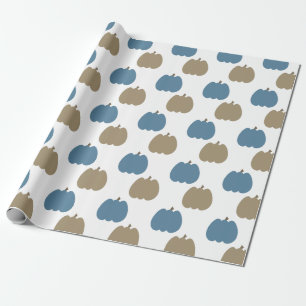 Papier Cadeau Citrouilles d'automne bleu beige