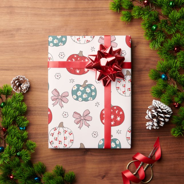Papier Cadeau Citrouilles de Noël (Cadeau de vacances)