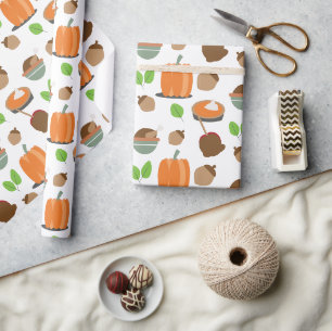 Papier Cadeau Citrouilles de nourriture de Thanksgiving d'automn