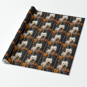 Papier Cadeau Citrouilles de terrrier West Highland White pour H