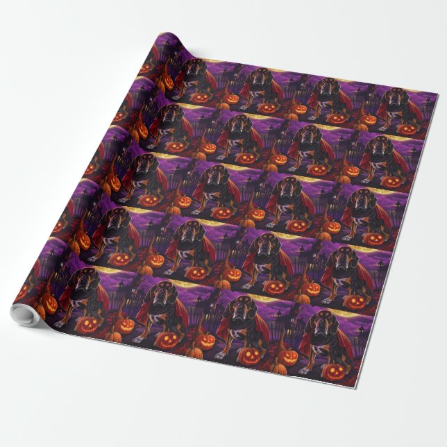 Papier Cadeau Citrouilles de vampire de marcheur d'arbre d'Hallo (Déroulé)