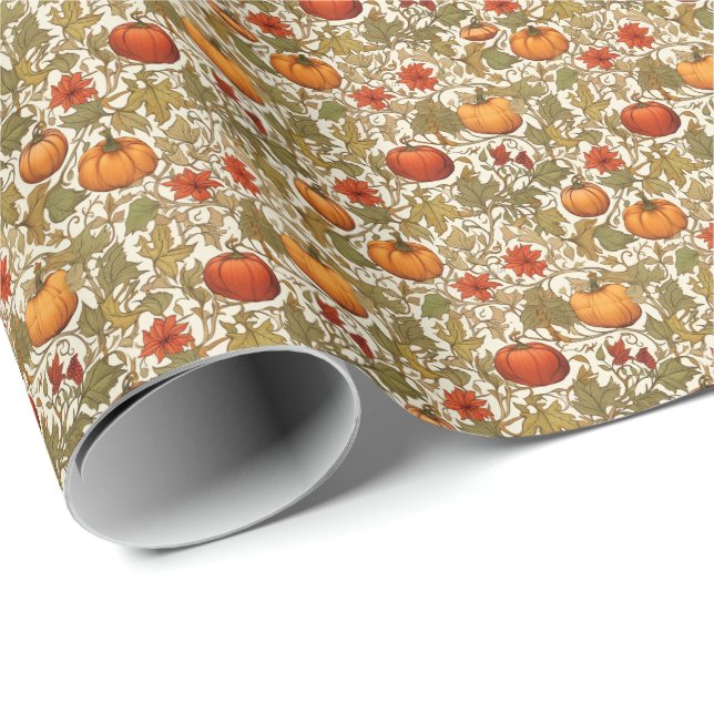 Papier Cadeau Citrouilles de William Morris pour la fête d'Actio (Coin rond)