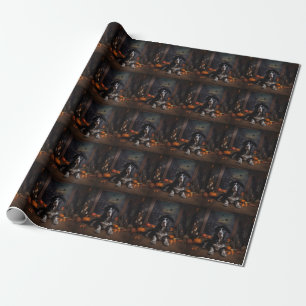 Papier Cadeau Citrouilles Épouvantables Cocker Spaniel Anglais H