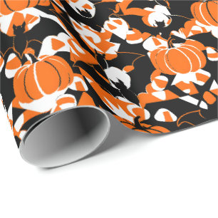 Papier Cadeau Citrouilles et chauves-souris abstraits d'Hallowee