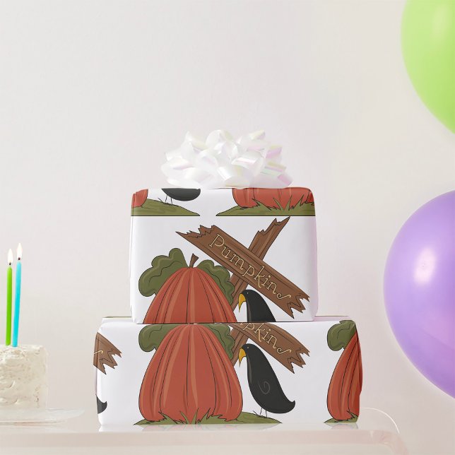 Papier Cadeau Citrouilles et merle (Créateur téléchargé)