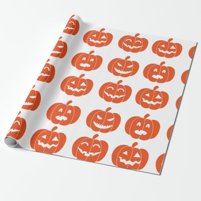 Papier Cadeau Citrouilles Grimace (Déroulé)