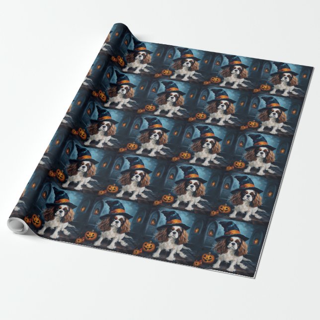 Papier Cadeau Citrouilles Halloween Épouvantables Cavalier King (Déroulé)