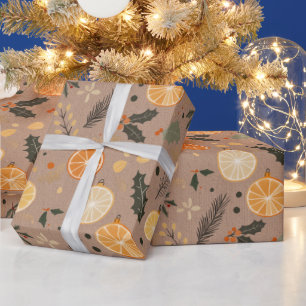 Papier Cadeau Citrus Kraft séché hiver moderne