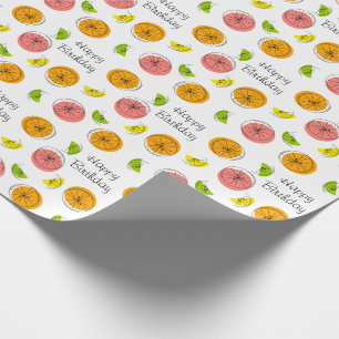 Papier Cadeau Citrus Multi 'Joyeux Anniversaire'