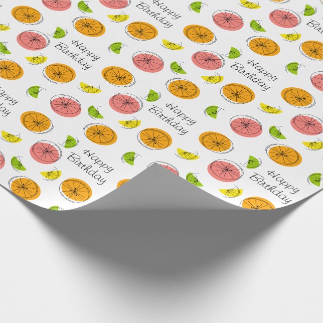 Papier Cadeau Citrus Multi 'Joyeux Anniversaire' (Coin)
