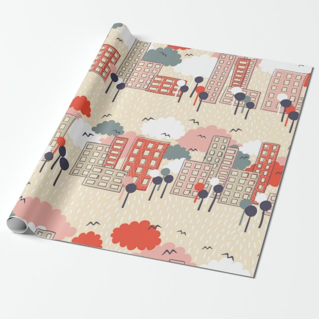 Papier Cadeau City seamless pattern (Déroulé)