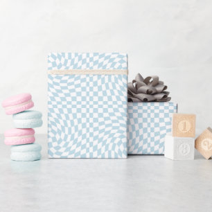 Papier Cadeau Clair Retro Blue Pastel Warped Checkerboard