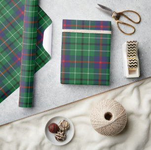 Papier Cadeau Clan Plaid Duncan Plaid Vert Bleu Rustique Tartan