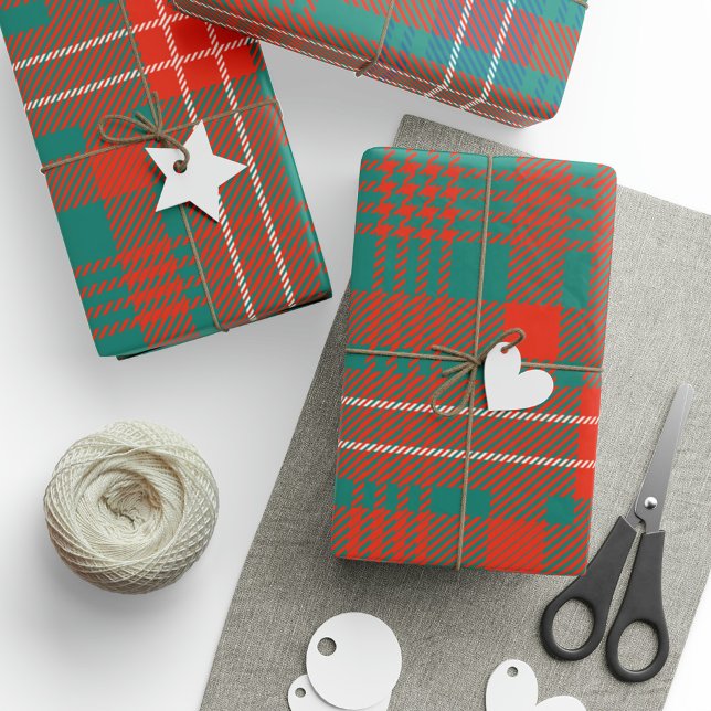 Papier Cadeau Clan Plaid Wilson Orange Blue Check Tartan (Rustic Plaid Clan Wilson Tartan Wrapping Paper)
