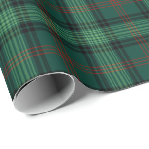 Papier Cadeau Clan Ross Chasse Tartan Green Plaid