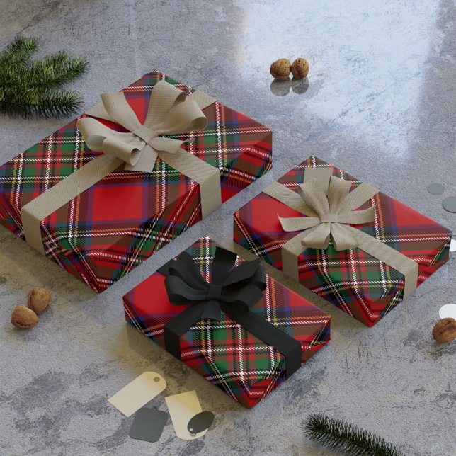Papier Cadeau Clan rouge vert plaid Clan Stewart Tartan (Plaid Rustic Clan Stewart Tartan Wrapping Paper)