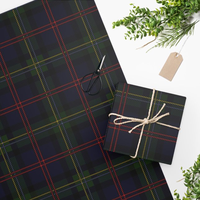 Papier Cadeau Clan Tartan Malcolm violet vert rouge chèque Motif (Créateur téléchargé)