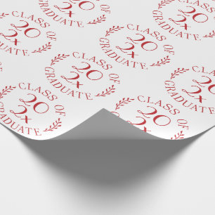Papier Cadeau Classe de 2024 Graduate Chic Red White Typographie