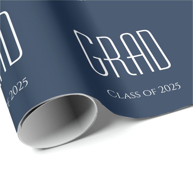 Papier Cadeau Classe de 2025 Graduation Simple Blue (Coin rond)