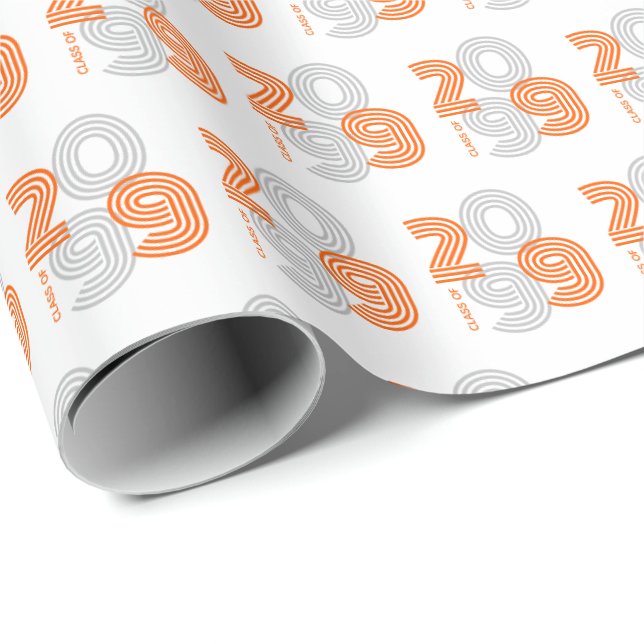 Papier Cadeau Classe de grands nombres rétro Orange (Coin rond)