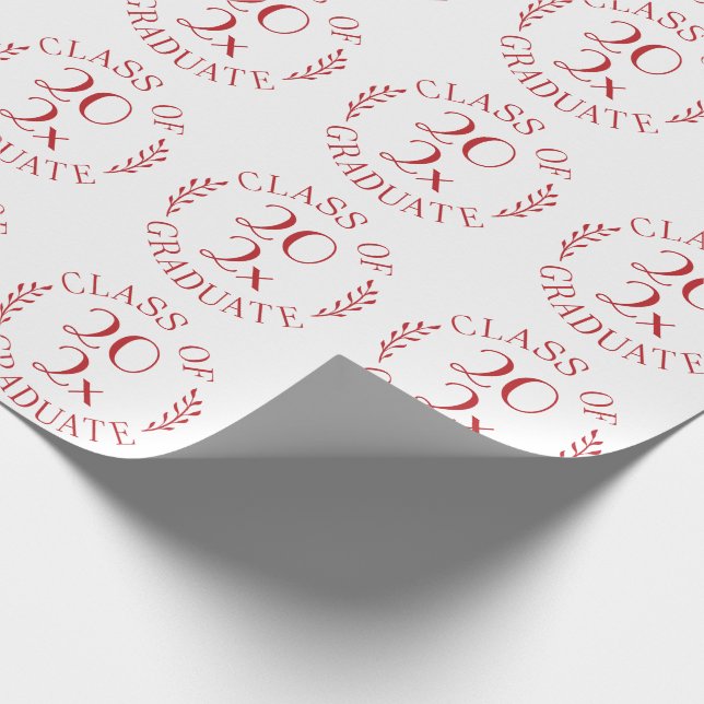 Papier Cadeau Classe de l'année Diplômé Chic Rouge Blanc Typogra (Coin)