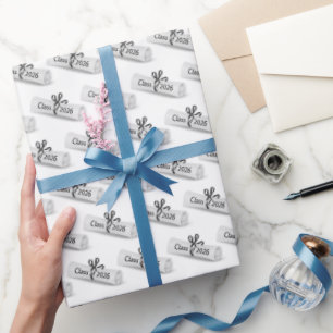 Papier Cadeau Classe du Diplôme 2025 en blanc