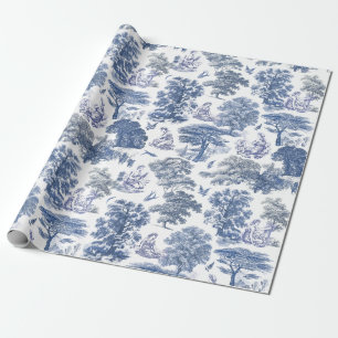 Papier Cadeau Classé élégant Rustic Blue Country Toile