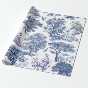 Papier Cadeau Classé élégant Rustic Blue Country Toile