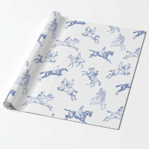 Papier Cadeau Classé Elegant Rustic Blue Horses Country Toile